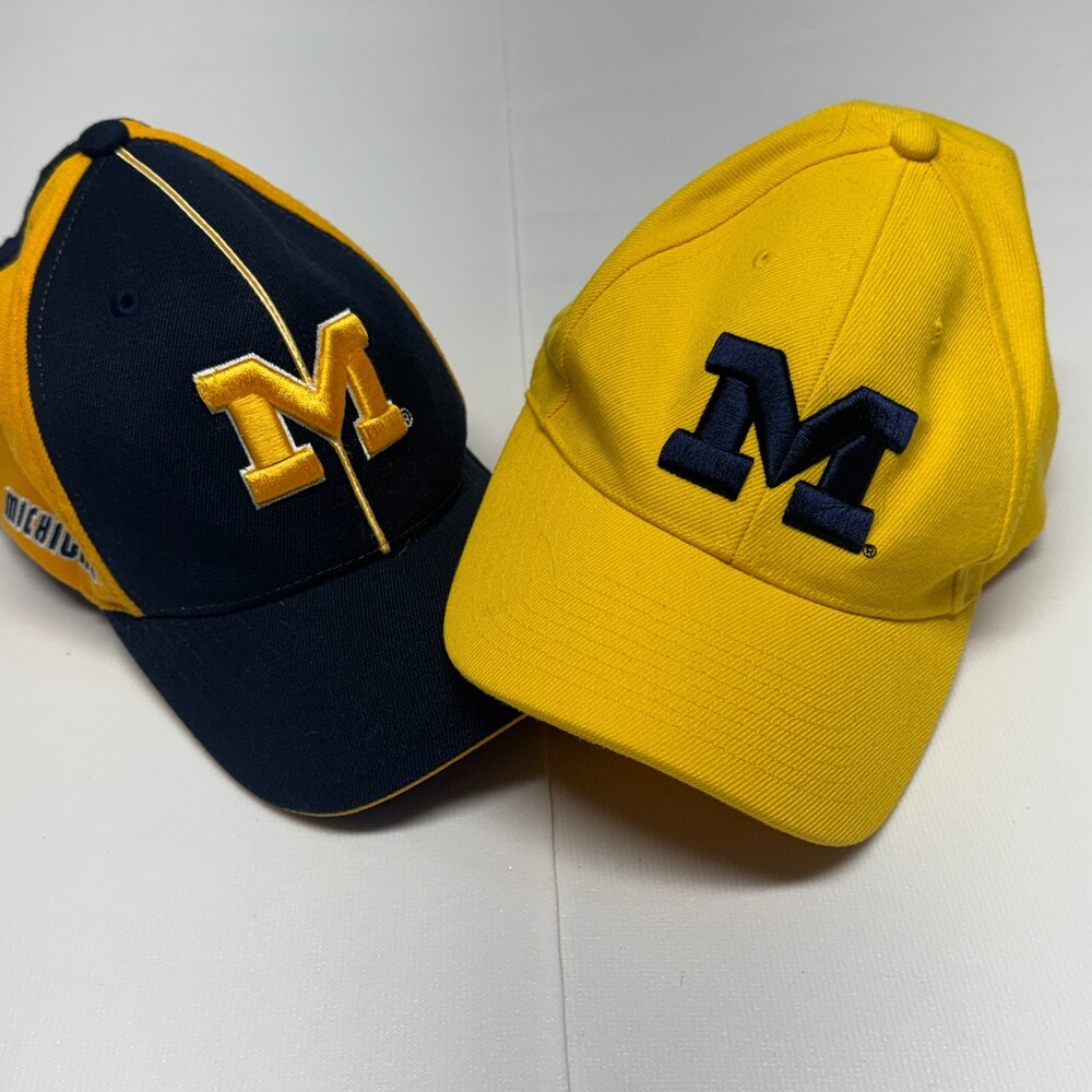 Michigan Wolverines Hats Lot of 2 Officially Licensed Caps NCAA Football